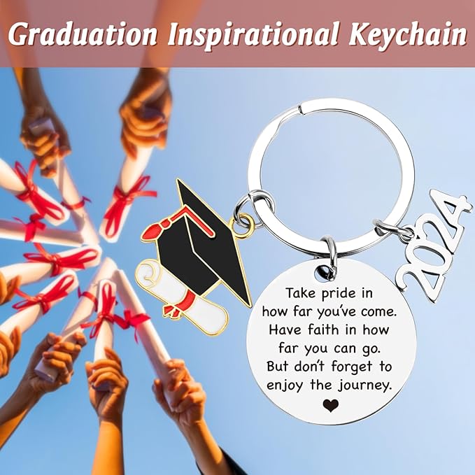 Lifecapido Graduation Gifts for Her, She Believed She Could So She Mastered It 2024 20 oz Insulated Travel Tumbler, Graduation Gifts with Keychain for Masters College High School Graduate, Rose Gold