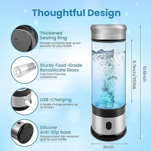 Hydrogen Water Bottle, HIGHTALL 1600ppb Hydrogen Water Bottle Generator, Portable 3-Min Hydrogen Water Generator, Rechargeable Ion Hydrogen Water Machine, Health Gift for Exercise, Office, Travel
