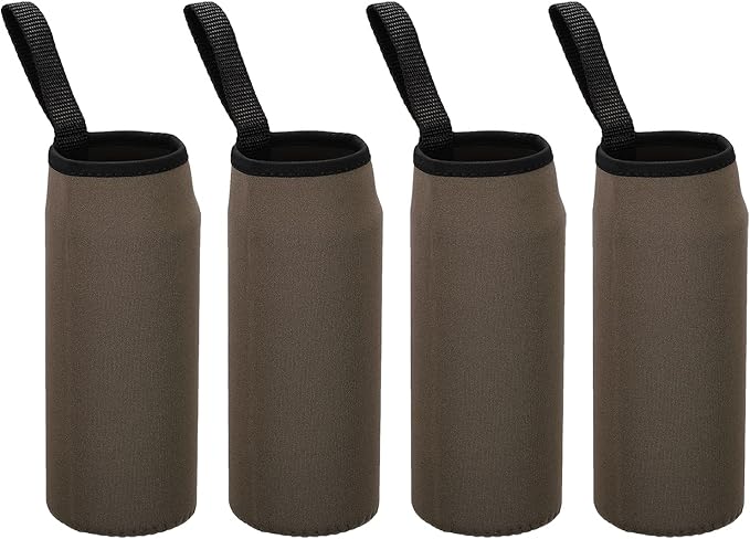 PATIKIL 65mmx180mm Water Bottle Sleeve, 4 Pack Neoprene Insulated Bottle Bag Holder Carrier Pouch with Finger Strap, Coffee