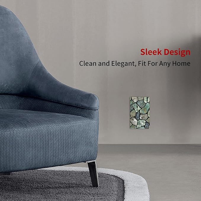 Green Stone Texture Single Blank Switch Wall Plate Cover Outlets Decorative 1-Gang for Electrical Room Bathroom Bedroom Home Kitchen One Receptacle Polycarbonate Power Gear 4.5" x 2.76"