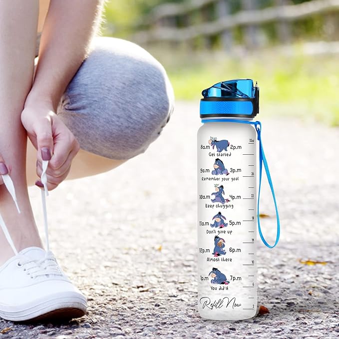Stop Slacking Drink Your Water 32 Oz Water Bottle, 1 Litre Water Bottle With Time Marker, Donkey Motivational Insulated Water Bottle, Cute Gifts For Girls