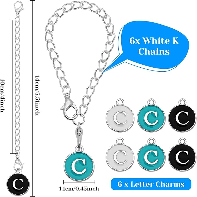 Letter Charm Accessories for Stanley Cup,6PCS Initial Name ID Personalized Handle Charm Personalized Handle Decor Set DIY Identification Handle Letter Charms for Stanley Tumble (C/White/Black/Blue)