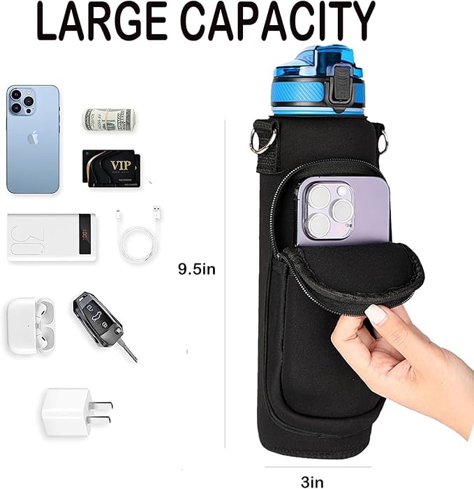 Water Bottle Pouch for Stanley, Running Water Bottle Handheld Caddy Compatible With Stanley Quencher Adventure 40oz & IceFlow 20/30oz, Kinds of Tumbler, Gym Water Bottle Accessories For Women