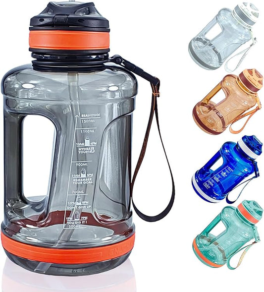 Sports Water Bottle, 50 Oz/1500mL, Leak Proof BPA Free Travel Outdoor For Men Women (Black)