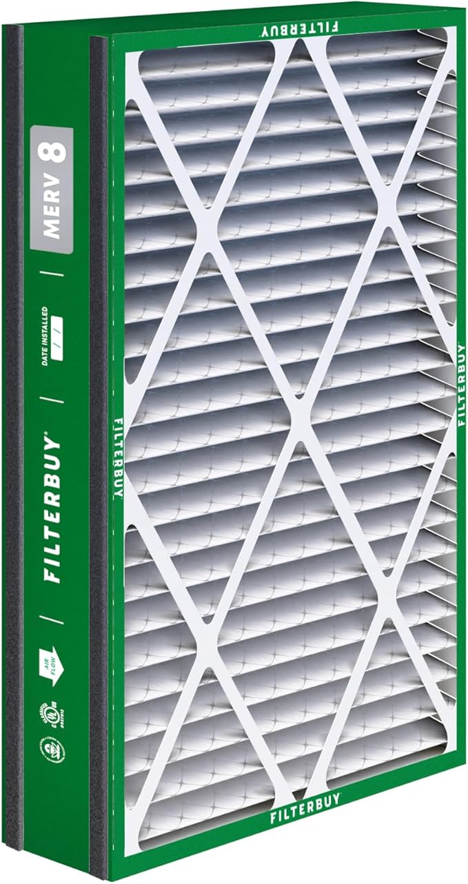 Filterbuy 16x25x5 Air Filter MERV 8 Dust Defense (2-Pack), Pleated HVAC AC Furnace Air Filters Replacement for Trion Air Bear 255649-105 and More (Actual Size: 15.63 x 24.13 x 4.88 Inches)