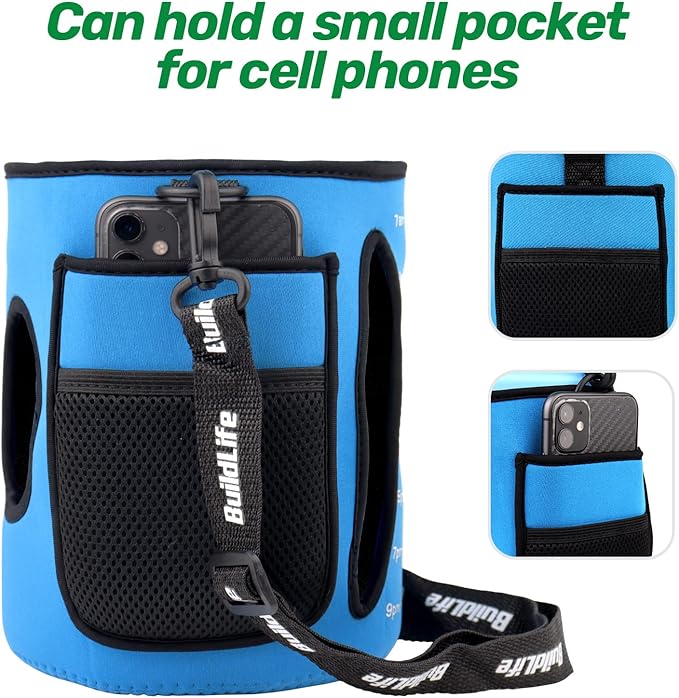 QuiFit 1 Gallon Water Bottle - with Straw & Motivational Time Marker Leak-Proof BPA Free Reusable Gym Sports Outdoor Large(128OZ) Capacity Water Jug(Blue/Blue with Sleeve,1 Gallon)