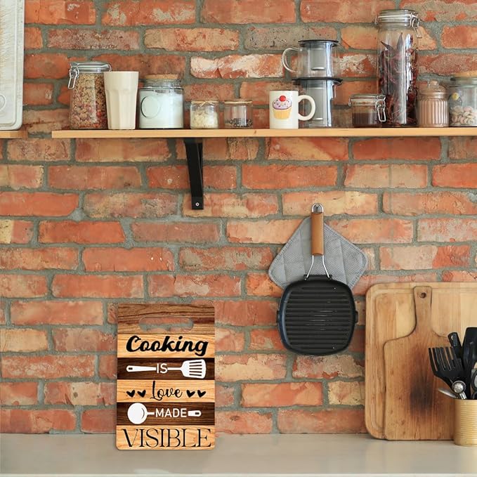 Farmhouse Kitchen Decor, Kitchen Signs Wall Decor, Kitchen Decorations, Kitchen Door Wall Hanging Decor, Cooking If Love Made Visible Wood Sign 8 x 12 Inch