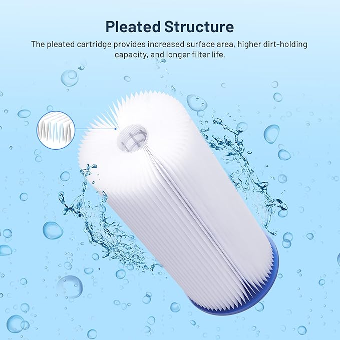 Whole House Water Filter Cartridge Replacement for Well Water, 5 Micron Water Filter 10" x 4.5" Pleated Sediment Water Filter Compatible with FXHSC, R50-BBSA, WFHDC3001, W50PEHD - 3 Pack