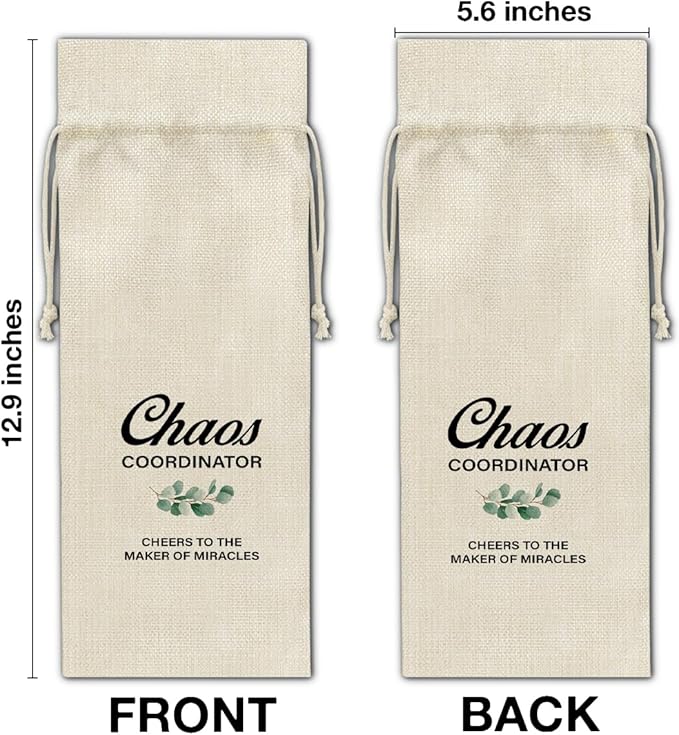 HOIJAUMAI Chaos Coordinator Gift for Women Men, Chaos Coordinator Wine Bag Chaos Coordinator Wine Gift Bags for Teacher Leader Mentor Coach Boss
