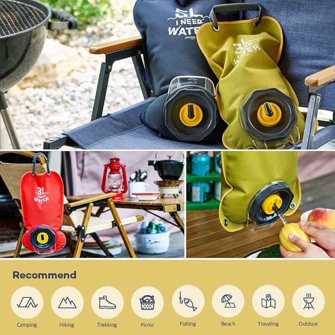 Camping Water Bag, Collapsible Militeries material Water Bladder, Outdoor Traveling Camping Water Storage, Wide Mouth, Washable Reusable BPA Free (0.8Gallon/3L) (WATER NAVY)