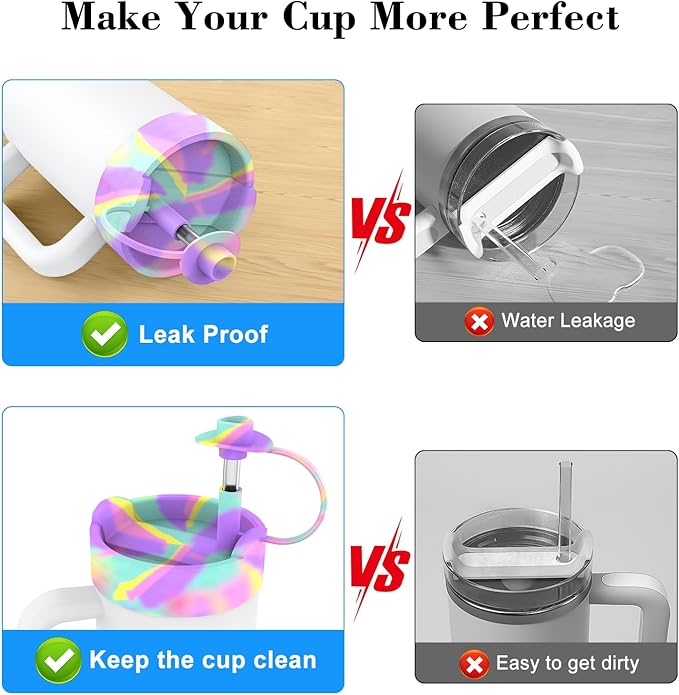 Protective Silicone Bottle Cover Set for Stanley Quencher H2.0 40 30 20 oz Tumbler with Handle & Iceflow, Anti-Scratch Cover Boot for Stanley Cup Accessories BPA Free (C)