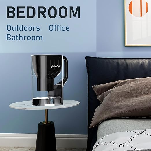 Frizzlife Water Filter Pitcher, Large 10 Cup Purifier with Filter Life Remind, Long Lasting, Adjustable Filtration Speed, Reduces Chlorine, Heavy Metals, Fluoride, Bad Taste & Odor, Dark