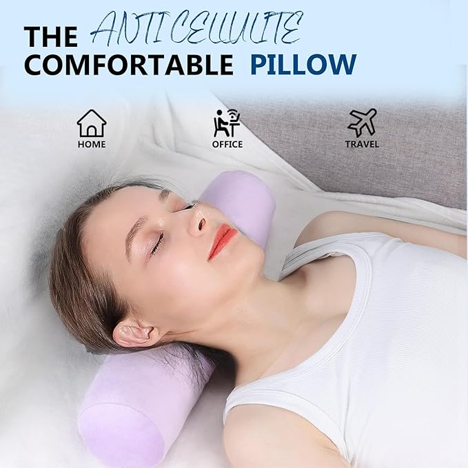 Health Cervical Neck Roll, Comfortable and Highly Resilient Bolster Pillows, Round Neck Pillows Support for Sleeping | Large Size Bolster Pillow for Bed, Legs, Back and Yoga (Purple 81)