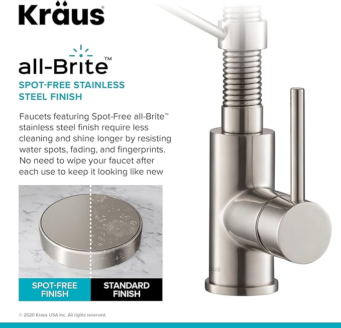 Kraus KPF-1610-FF-100SFS Bolden Commercial Style Pull-Down Kitchen Purita Water Filter Faucet Combo, Spot Free Stainless Steel, 18
