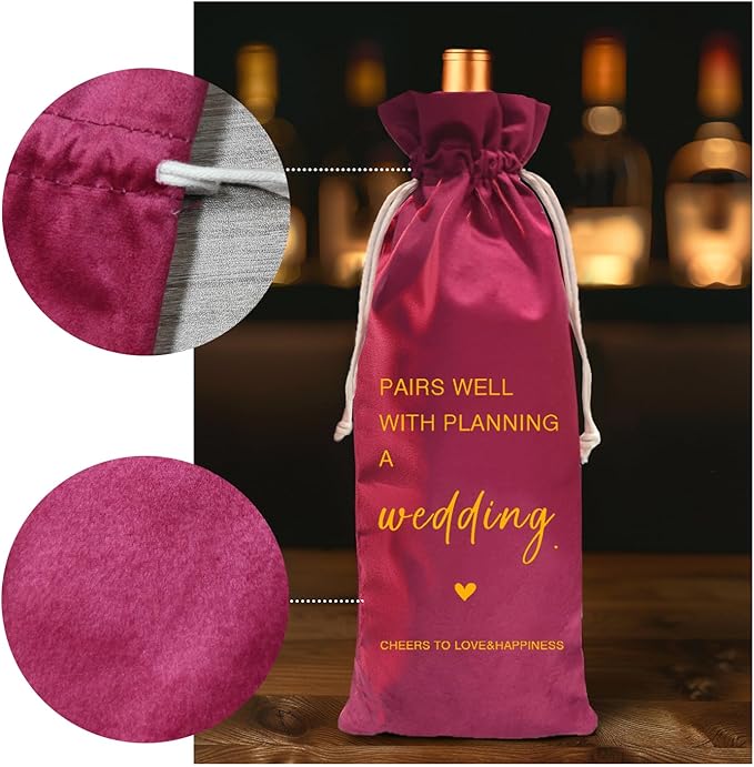 TBITON Wedding Gifts Engagement Gifts for Couple, Wine Bag Wedding Gift for Mr and Mrs, Engagement Gift for Her, Newlywed Gift, Pairs Well with A Planning Wedding (Wedding-Red)