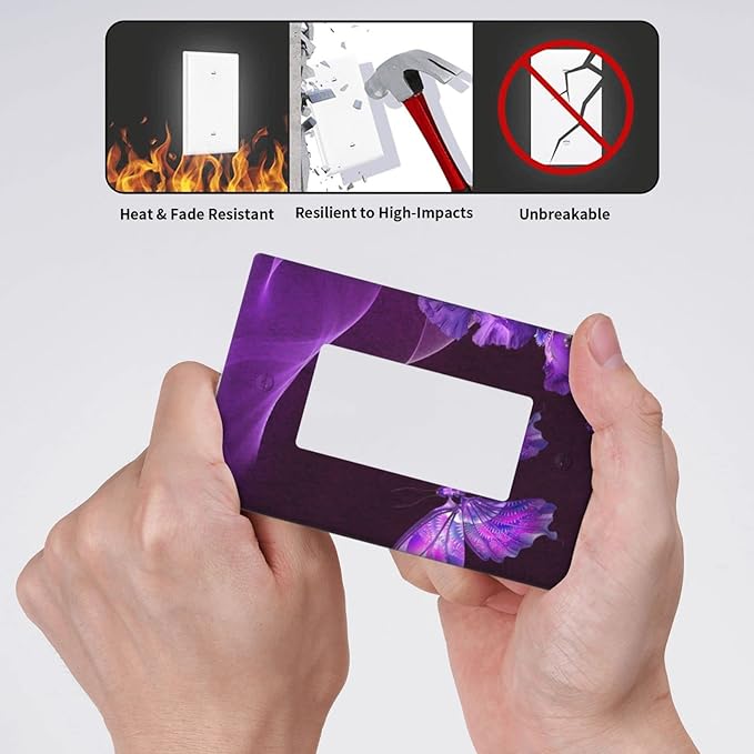 Purple Butterfly Flower Single Rocker Light Switch Wall Plate Cover Decorative 1-Gang for Outlet Girls Room Bathroom Bedroom Home Kitchen One Decora Receptacle Polycarbonate Power Gear 4.5" x 2.76"