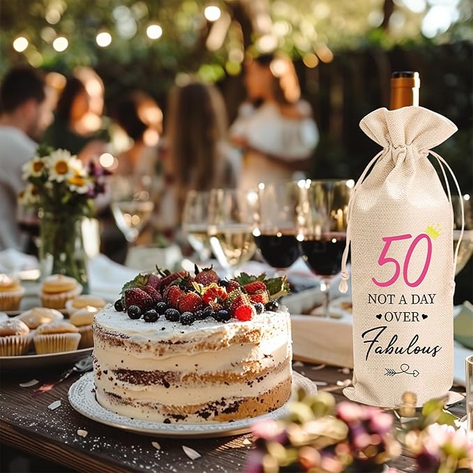 comfit 50th Birthday Gift for Women Men,50 Years Old Birthday Party Decorations,1984 Birthday Wine Bag