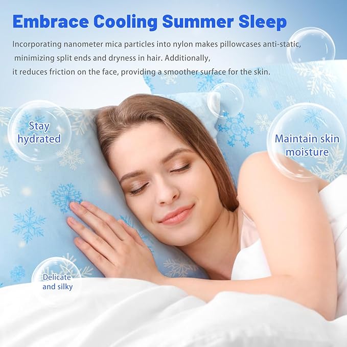 Cooling Pillow Cases for Hot Sleepers - Double Side Arc-Chill Q-Max>0.5 Cooling Fiber Cool Pillow Cases 2 Pack - Breathable Soft Cold Pillow Cases with Hidden Zipper (20" x 36")