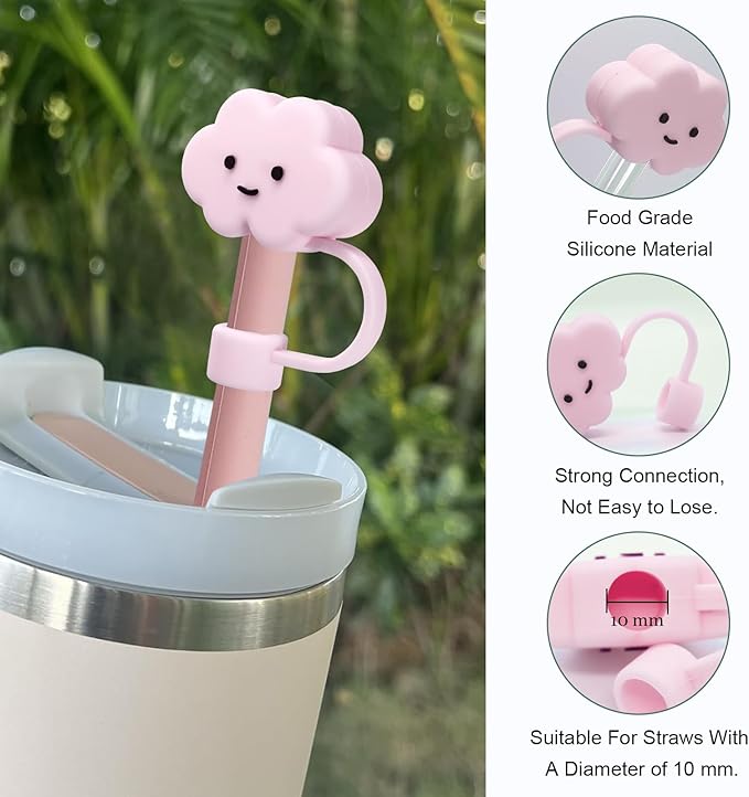 Accessories Set for Stanley 40oz including 6PCS Silicone Spill Proof Stopper 1PCS Straw Cover 1 PCS Siliconce Boot Sleevec 1 PCS Silicone Water Bottle Handle Strap 1PCS Straw & Cleaning Brush