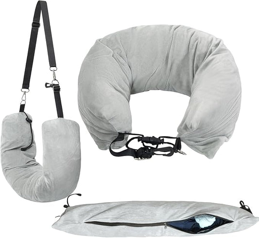 Stuffable Travel Pillow Neck Pillow Velvet Luggage Pillow Case Cover for Extra Luggage with Adjustable Neck Size