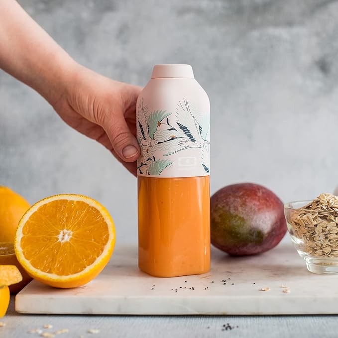 MONBENTO - Clear Reusable Water Bottle MB Positive M graphic Destiny - 17 floz/500 ml Water Bottle Perfect for Work, Travel, Sport, Picnic - Compact, Leakproof BPA Free Water Bottle - Japanese Pattern