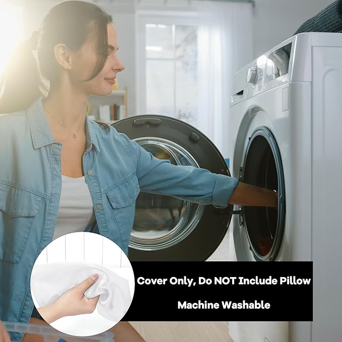 HOMBYS Satin Bed Wedge Pillow Cover Silky & Smooth Wedge Pillowcase 1 Pack 24x24x12, Soft & Breathable, Removable & Machine Washable-Zipper Design (Pillow Not Include),White