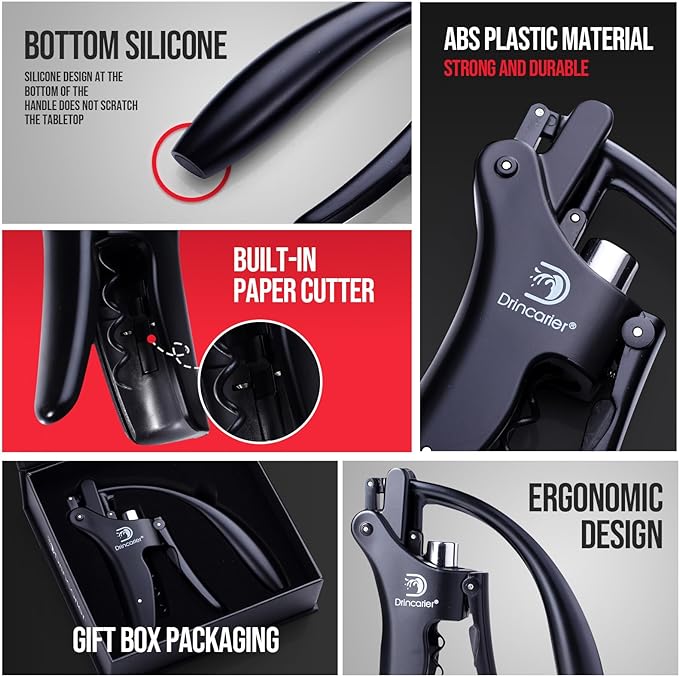 Vertical Lever Corkscrew with Non-Stick Worm, Compact Rabbit Wine Opener Wine Bottle Opener with built-in Foil Cutter