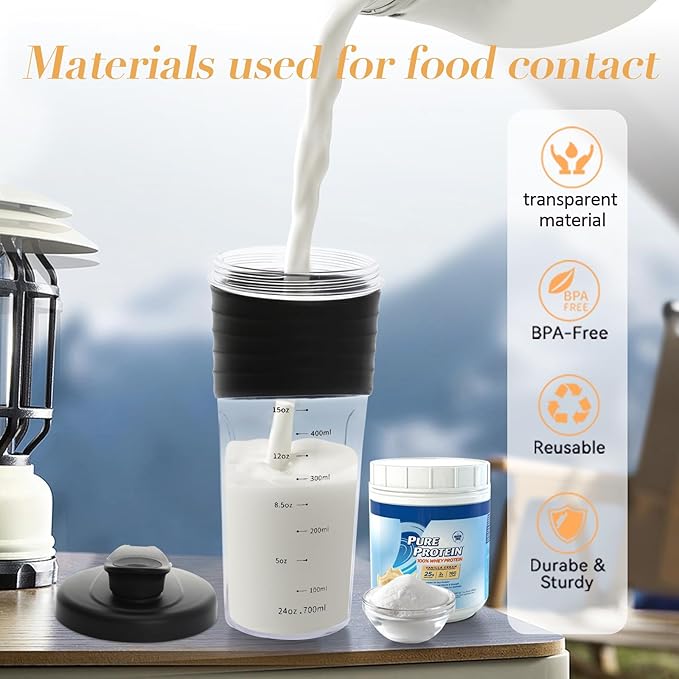 Shaker Bottle for Protein Mixes，24 oz，Protein Shaker Bottles with Whisk Ball, Mixer Bottle, Protein Bottle,Portable Pre Workout Whey Protein Drink Shaker Cup，Black