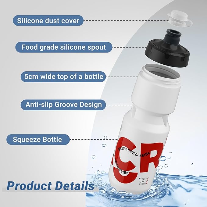 Bike Water Bottle 21oz Bicycle Water Bottle for 5hrs Insulation Sports Squeeze Water Bottle with Leakproof DesignFits Most Bike Cages (Red 26)