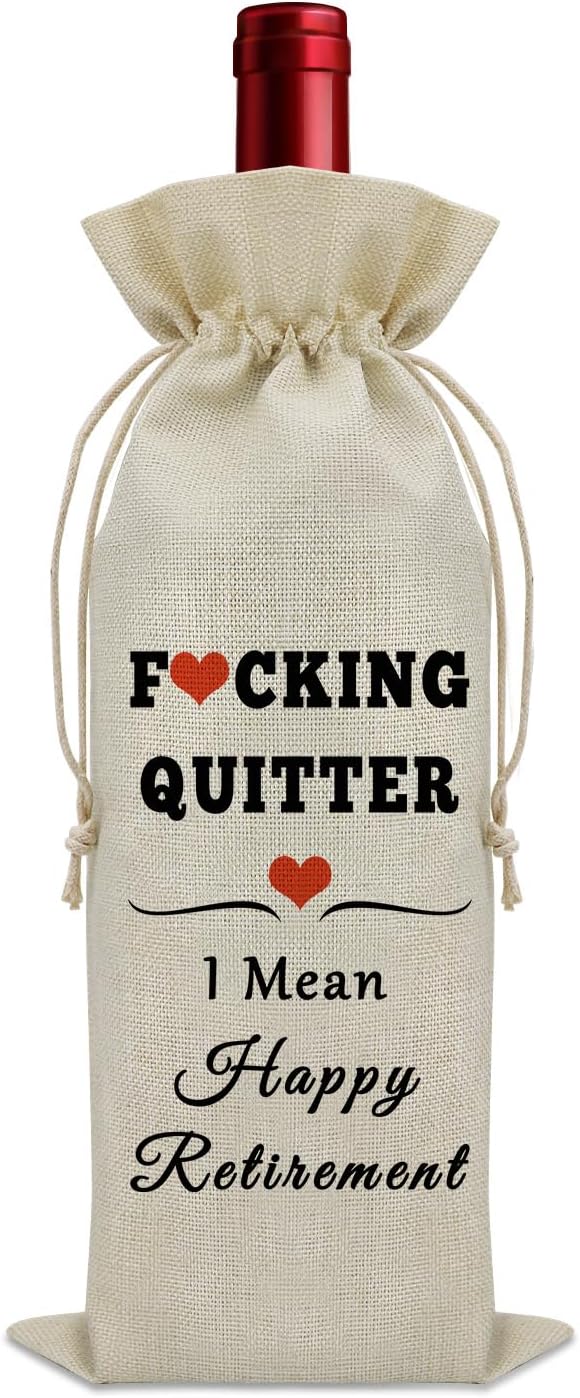 Sazuwu Funny Retirement Gifts for Coworker Wine Bag Leaving Job Gifts for Women Men Going Away Gifts for Friends Wine Bottle Decoration Bag Retired Gift Bag Wine Accessories Gifts for Wine Lovers
