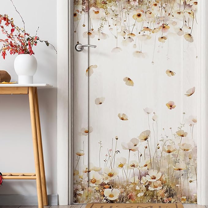 Light Colored Plants and Flowers Wall Corner Decals Flower Butterfly Wall Stickers Living Room Bedroom Removable Peel and Stick Waterproof Wall Art Decor