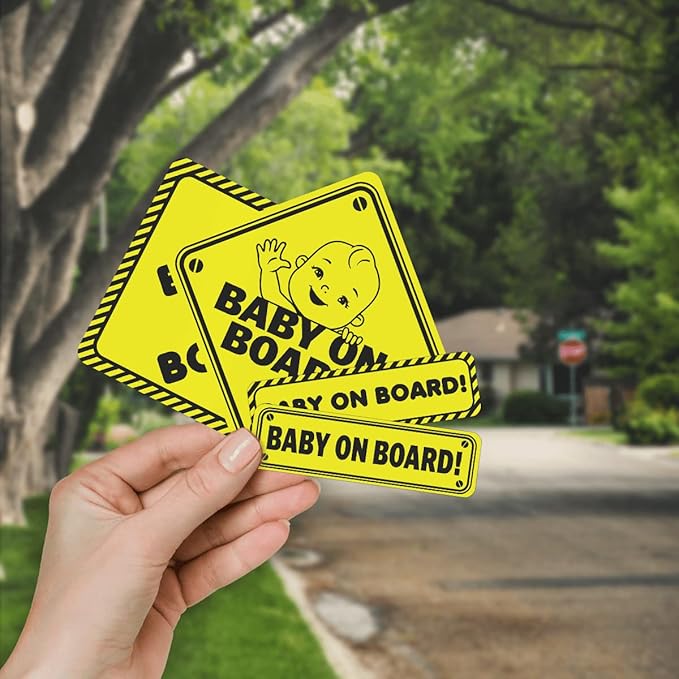 Baby in Car Sticker for Cars Vehicle Kids Children On Board Signs Vinyl Bumper Stickers Drive Safely Around Removable Window Label Decals Sign Truck Label Decorations