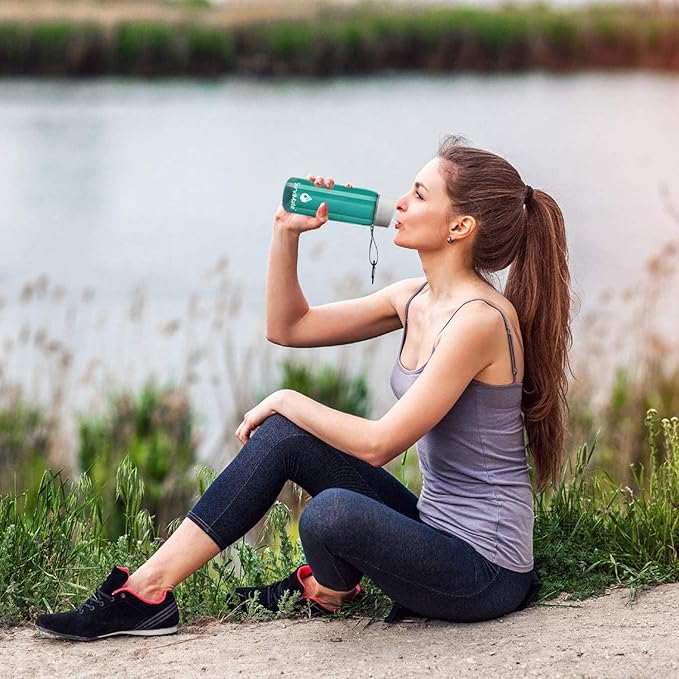 SurviMate 0.01μm Ultra-Filtration Filtered Water Bottle, Portable Water Filter Bottle with 4-Stage Filtration for Survival, Camping, Hiking, Backpacking, Drinking, Emergency