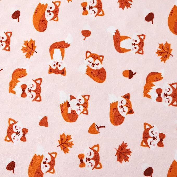 DaysU Silky Micro Soft Plush Baby Blankets Unisex with Print Animal Pattern and Soothing Raised Dots, Double Layer Bed Throws for Baby Crib, Fox, Orange, 30x40 Inches