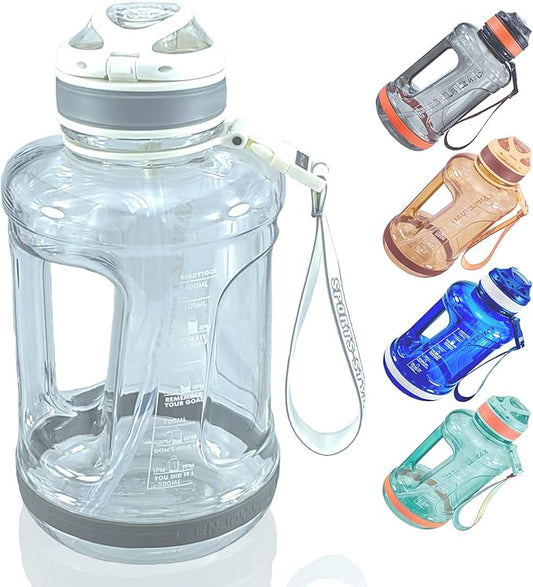 Sports Water Bottle, 50 Oz/1500mL, Leak Proof BPA Free Travel Outdoor For Men Women (White)