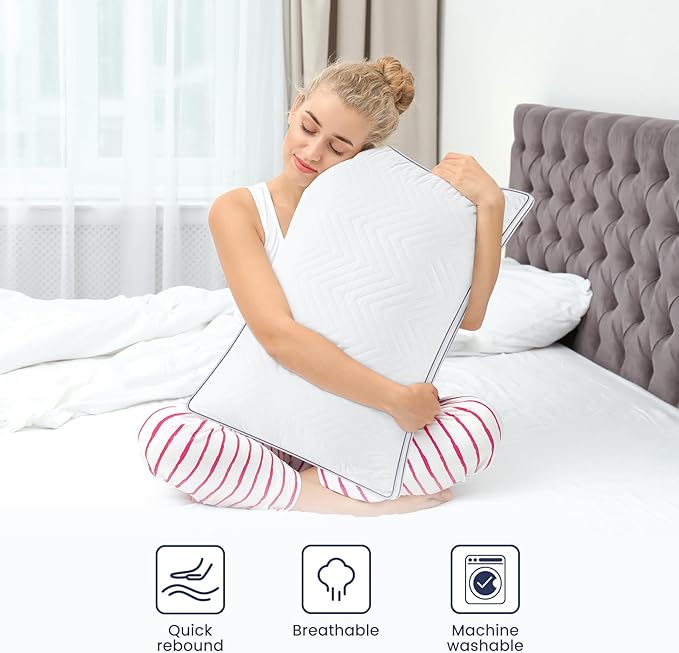 Maxzzz Bed Pillows King Size Set of 2, Fluffy Pillows for Back, Stomach or Side Sleepers, Luxury Hotel Quality, White(18x36 inch)