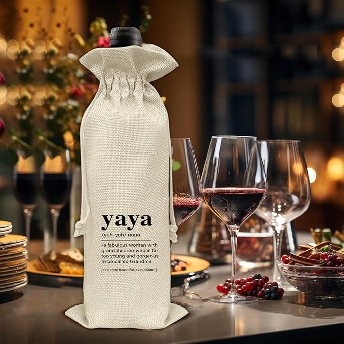 Grandma Gifts Wine Bag Yaya Gifts for Grandma Birthday Mother's Day Yaya Definition Wine Gift Bag