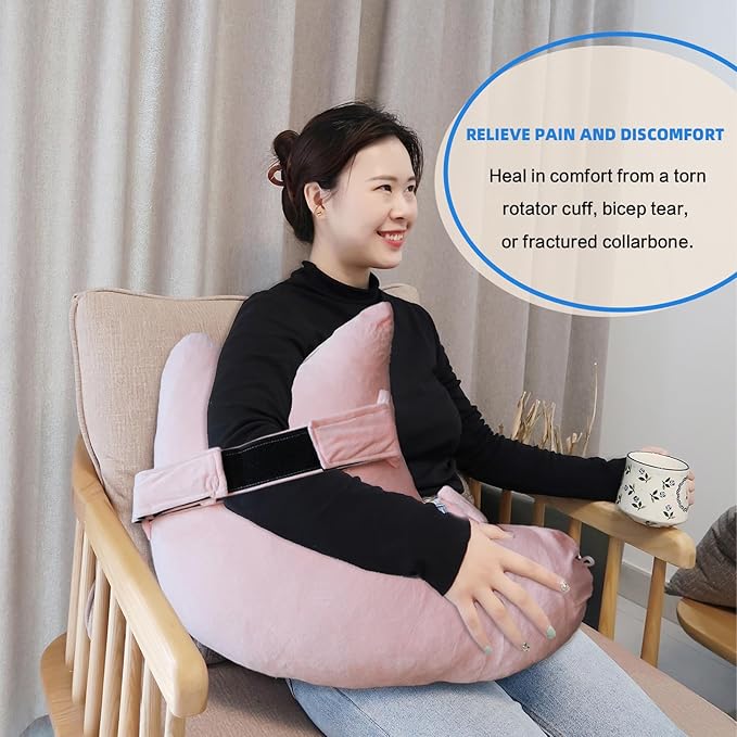 Shoulder Surgery Pillow, Ergonomic Rotator Cuff Pillow, Comfortable Post Shoulder Surgery Pillow, Adjustable Structure Provide Support, Shoulder Pain Relief (Orange, Arm & Shoulder Strap)