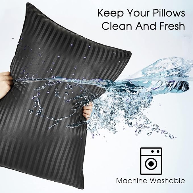 Basic Beyond Bed Pillows for Sleeping - King Size Pillows Set of 2 - Luxury Hotel Collection Down Alternative Pillows, Black, 20x36 Inches