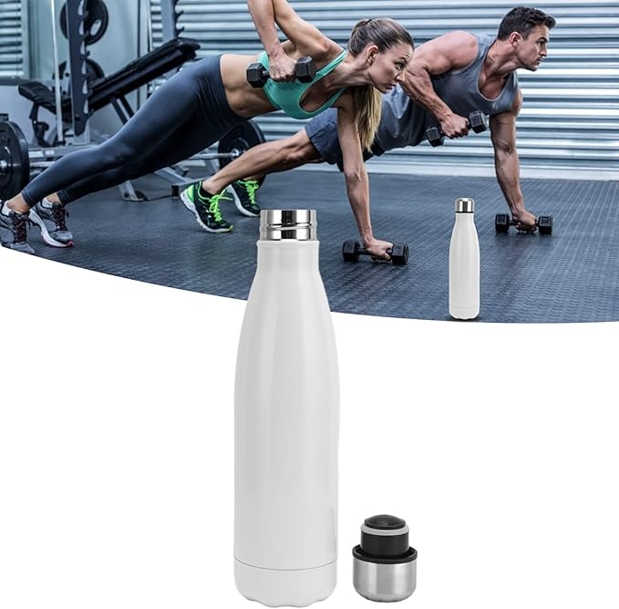 Thermal Flask, Water Bottles Durable Stainless Steel Double Wall Easy to for Camping Hiking Travel for School Outdoor Sports(Bright White)