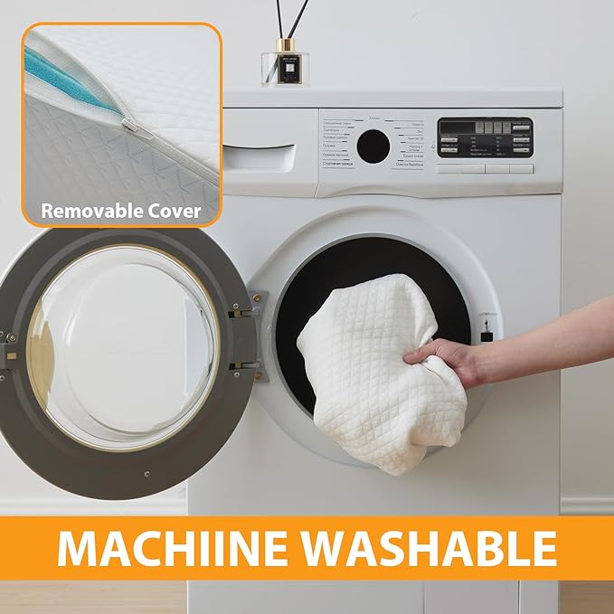 Knee Wedge Pillow, 8"Wedge Pillow for Knee Pain Relief, Premium Memory Foam Knee Pillow for Back Sleeping, Triangle Wedge Pillow for Leg Elevation, Back Pain, Sciatica, Hip Support, White/Grey