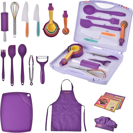 Kids Cooking Sets, Real 43 Piece Baking Set with Organizer Carrying Case- Kids Baking Set Gift for Girls & Boys - Utensils for The Curious Child (blue)