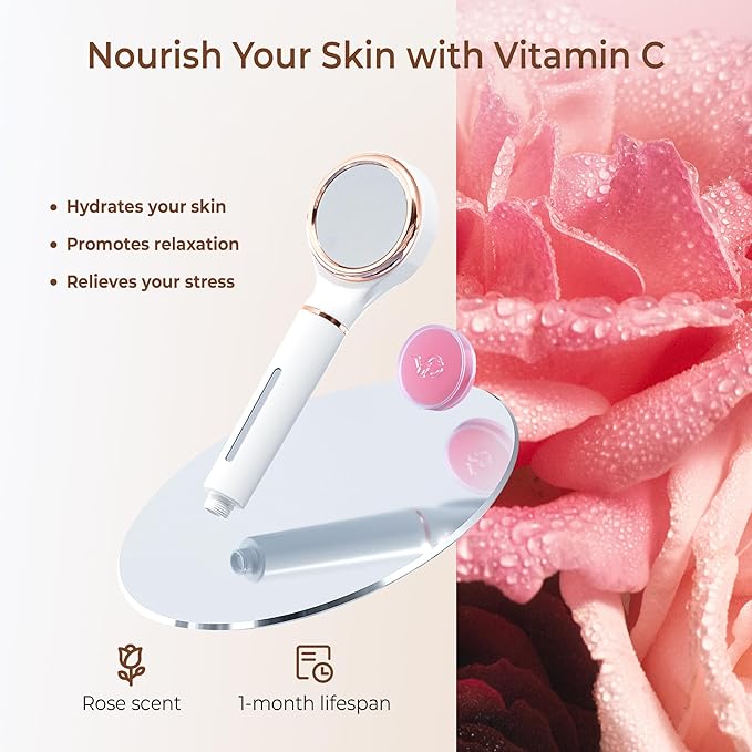 Waterdrop SF02-SR Filtered Shower Head with Handheld, High Pressure & Vitamin C for Healthier Hair & Skin, Softener Water, Reduce Chlorine, Reduce Hair Shedding, Soothe Dry Skin, Rose