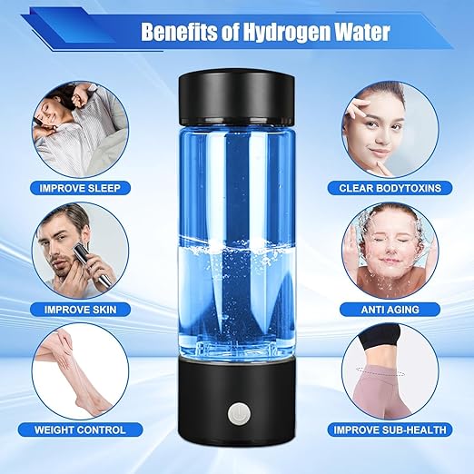 Hydrogen Water Bottle Generator 3 IN1,SPE/PEM Water Ionizer,Glass Hydrogenated Rich Water Bottles, Hydrogen Water Machine Filter Pitcher Improve Water Gift for Office/Home/Travel Women/Men/Grandpa