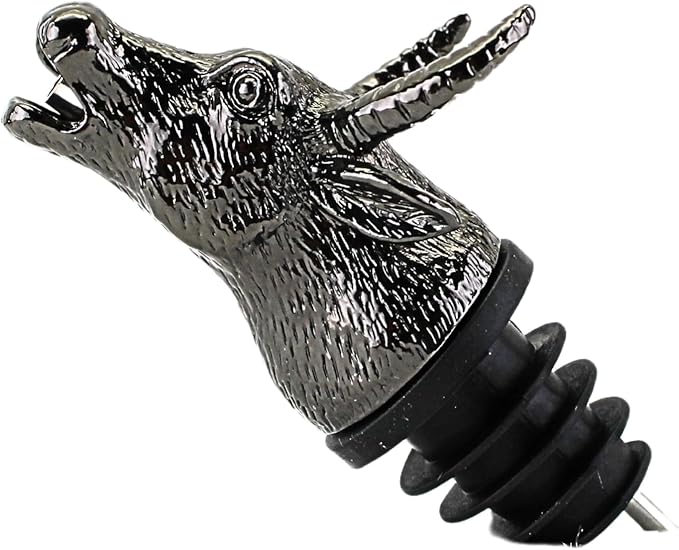 Cooking Oil, Wine & Champagne Pourer | Black Color Stainless Steel | Bottle Stopper Aerator for Whiskey and Liquor | Decanter and Bar Tools Accessories and Gift Set Ideas for Her and Him (BULL)