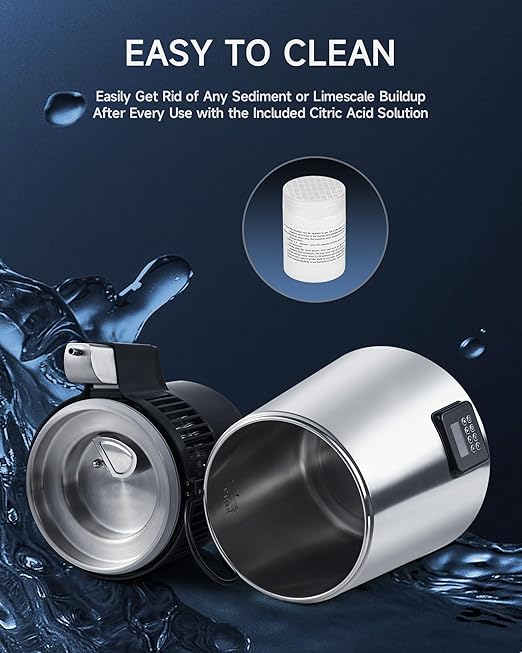 CO-Z Water Distiller for Home, 1350W 4L Distilled Water Machine for CPAP Machine with Control Panel & Glass Container, 1.1 Gal. Stainless Steel Water Distilling Equipment with Essential Oil Wine Modes