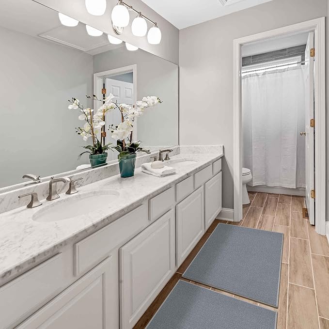 Machine Washable Modern Solid Design Non-Slip Rubberback 2x3 Pack of 2 Traditional Area Rug for Entryway, Bedroom, Kitchen, Bathroom, 2'3" x 3' - Pack of 2, Gray