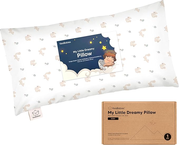 Toddler Pillow with Pillowcase - 10x18 My Little Dreamy Pillow, Organic Toddler Pillows for Sleeping, Kids Pillow, Small Pillows, Toddler Travel Pillows for Sleeping, Toddler Bed Pillows (Nibbles)