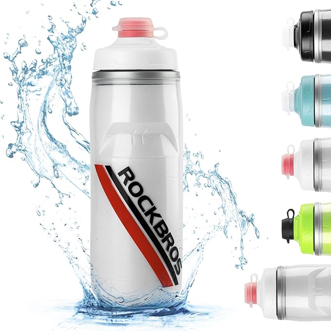 ROCKBROS Bike Water Bottle 21oz Bicycle Water Bottle for 5hrs Insulation Sports Squeeze Water Bottle with Leakproof Design