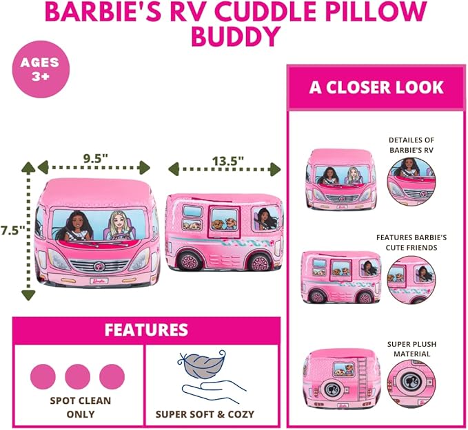 Franco Barbie Camper Kids Bedding Super Soft Plush Cuddle Pillow Buddy, One Size, (Official Barbie Product)